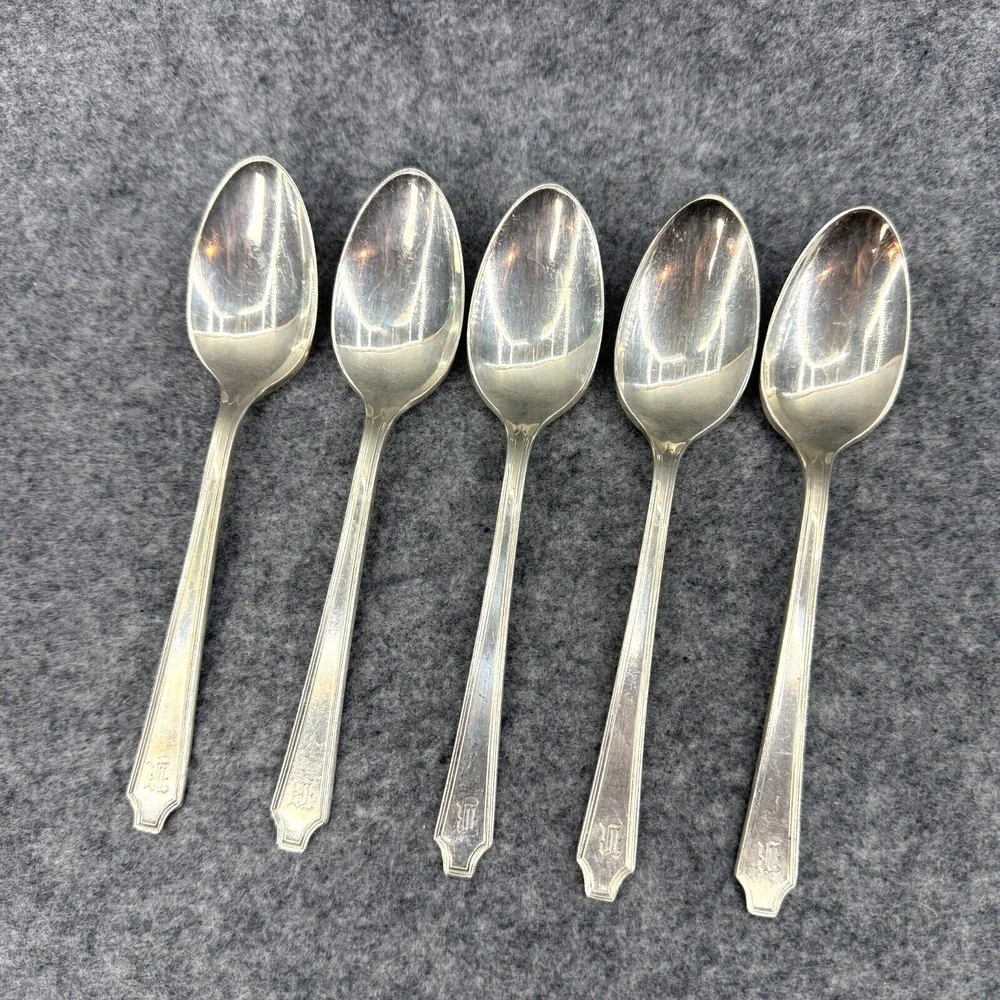 Antique William Rogers And Son 5 Pc Spoon‎ Set 1847 Engraved R Dining